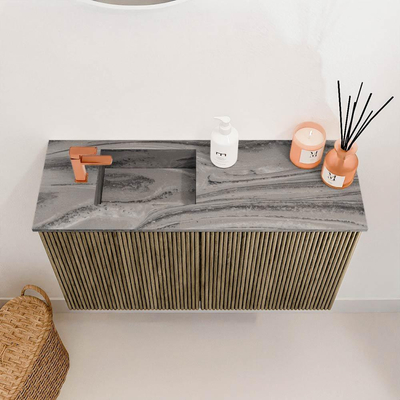 Mondiaz JOYA-DLUX 70cm toiletmeubel - kleur Dusk - Wastafel FAYE positie Links 1 kraangat kleur Sombra.
