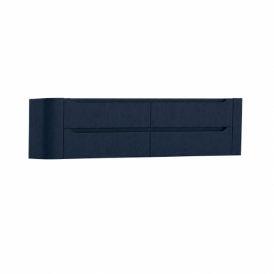 H&R Badmeubelen Juice Wastafelonderkast - 160x45x50cm - afgeronde hoeken - 4 lades - geïntegreerde greep - blue oak