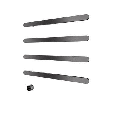 Hotbath &MORE Handdoekradiator - 80x76cm - vierkant - 4 stangen - horizontaal - met schakelaar - geborsteld gunmetal PVD