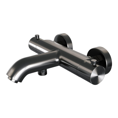 Brauer Gunmetal Edition Badkraan - douchegarnituur - handdouche staaf 1 stand - gladde knop - PVD - geborsteld gunmetal
