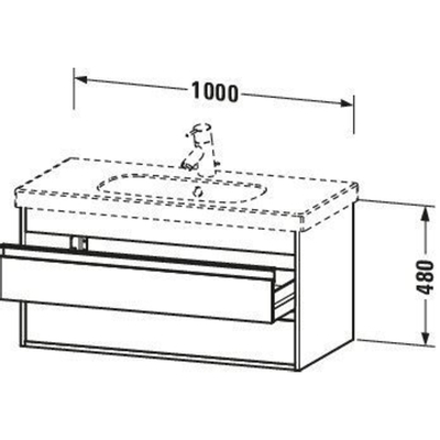 Duravit Ketho Meuble sous-lavabo avec 2 tiroirs 100x48x46.5cm pour D Code 034210 basalte