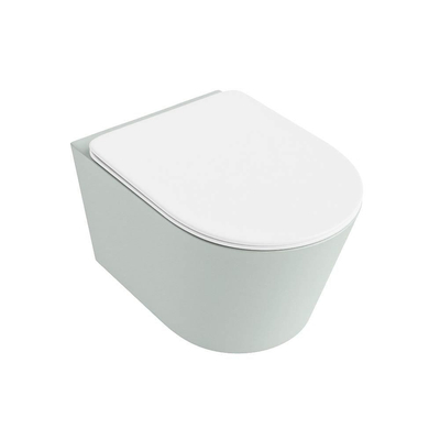 Mondiaz LAVIE WC suspendu – sans bride – 36 x 53 cm – avec abattant softclose – Greey (vert clair/gris), abattant Talc (blanc)