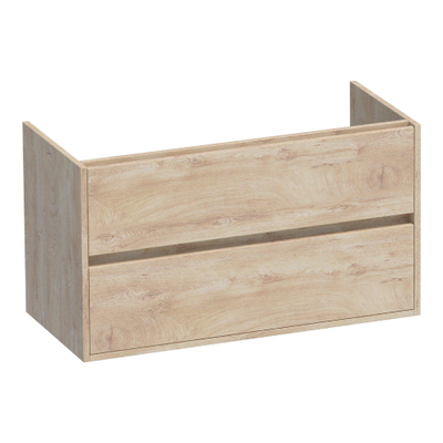 BRAUER Adore wastafelonderkast - 100x46x55cm - 2 softclose lades - greeploos - 1 sifon uitsparing - Forest Wheat