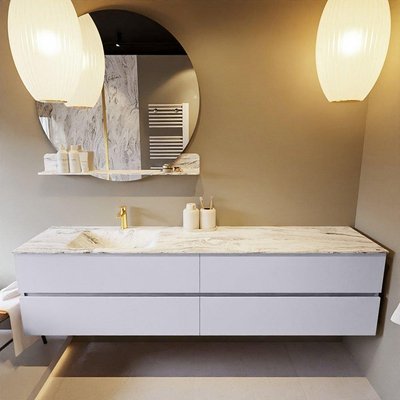 MONDIAZ VICA-DLUX Ensemble meuble de salle de bains - 200cm - meuble bas Cale - 4 tiroirs - lavabo encastré Cloud gauche - 1 trou de robinet - version hauteur 60cm - Glace