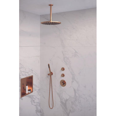 Brauer Copper Edition Set de douche à encastrer thermostatique avec partie encastrable douche de tête 30cm bras plafond douchette stick Cuivre brossé PVD