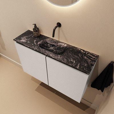 MONDIAZ TURE-DLUX 80cm toiletmeubel Linen. EDEN wastafel Lava positie midden. Zonder kraangat.