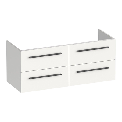 BRAUER Trust wastafelonderkast 120 excl. opbouwgrepen 4 softclose lades en 2 sifon uitsparingen - mat wit