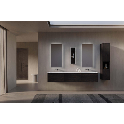 Thebalux Tresor Badkamermeubelset - 220x55x41.5cm - 3 lades - greeploos - Wastafel Corian - dubbel - zonder kraangat - Italian Alpi