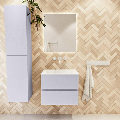 Mondiaz VICA ensemble de meuble de salle de bain - 60cm - meuble sous-vasque cale - 2 tiroirs - lavabo cloud milieu - sans trous de robinet - couleur talc - miroir LED - version XL 60cm de haut