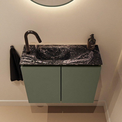 MONDIAZ TURE-DLUX Meuble toilette - 60cm - Army - EDEN - vasque Lava - position gauche - 1 trou de robinet