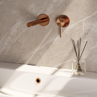BRAUER Stripe Mitigeur lavabo encastrable - bec droit et rosaces - modèle A1 - cuivre brossé PVD