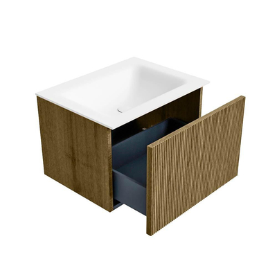 Mondiaz KURVE Badkamermeubelset - 60x46x40cm - 1 lade - wastafel solid surface - midden - 1 kraangat - Dusk