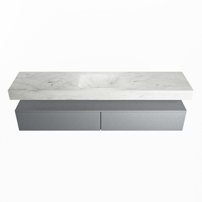 MONDIAZ ALAN - DLUX Badkamermeubelset - 200cm - onderkast - Plata - 2 lades - vrijhangende wastafel - wasbak midden - 0 kraangaten - Opalo
