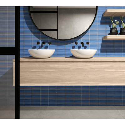 The Mosaic Factory Sevilla mozaïektegel - 29.6x29.9cm - wandtegel - Rechthoek - Porselein Jeans Blue Glans