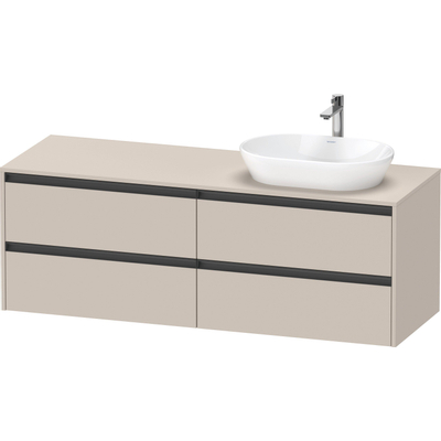 Duravit ketho 2 meuble sous lavabo avec tablette console et 4 tiroirs pour lavabo droit 160x55x56.8cm avec poignées anthracite taupe mat