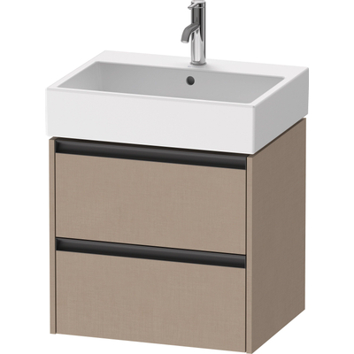 Duravit Ketho 2 meuble sous-lavabo - 2 tiroirs - 58.4x46x54.9cm - poignées anthracite - Lin mat