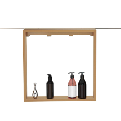 Fortifura Galeria schap met 4 haken - voor douchewand - 50x50x6.5cm - geborsteld koper SHOWROOMMODEL
