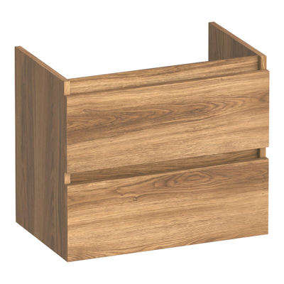 BRAUER Joy wastafelonderkast ondiep - 60x39x50cm - 2 softclose lades - greeploos - 1 sifon uitsparing - Honey