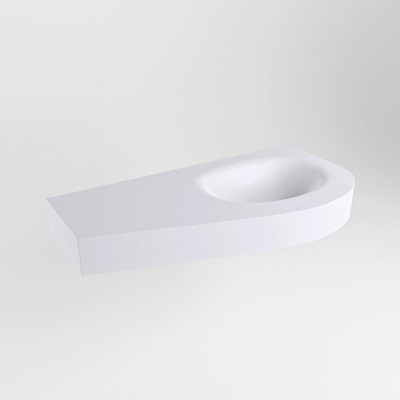 Mondiaz dulcet lavabo à suspension libre en solid surface 100x50x12cm organique sans trou pour robinet à droite cale blanc mat