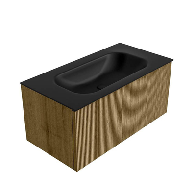 Mondiaz KURVE Badkamermeubelset - 90x46x40cm - 1 lade - wastafel solid surface - midden - 1 kraangat - Dusk