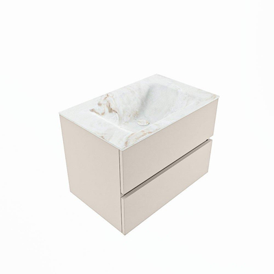 Mondiaz VICA-DLUX ensemble de meuble de salle de bain - 70cm - meuble sous-vasque lin - 2 tiroirs - lavabo encastrée nuage milieu - sans trous de robinet - version haute de 60cm - frape