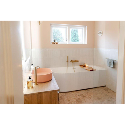 Hotbath Buddy Robinet de baignoire thermostatique avec bec cascade laiton brossé PVD