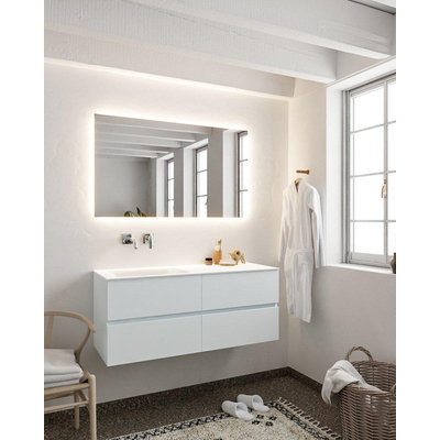 Mondiaz VICA ensemble de meuble de salle de bain - 120cm - meuble sous-vasque argile - 4 tiroirs - lavabo nuage gauche - sans trou de robinet - miroir LED - version XL 60cm de haut