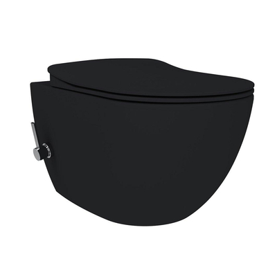 Creavit Rimoff Ophang Wc Met Bidet Warm/Koud Water - Mat Zwart SHOWROOMMODEL