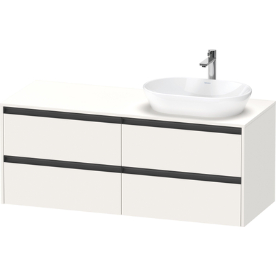 Duravit Ketho.2 Wastafelonderbouwkast - inclusief consoleplaat - met 4 laden - voor waskom rechts - 140x55x56.8cm - met handgrepen antraciet - wit supermat