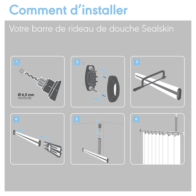 Sealskin Easy Roll Crochets de rideau de douche 12 pièces Aluminium mat