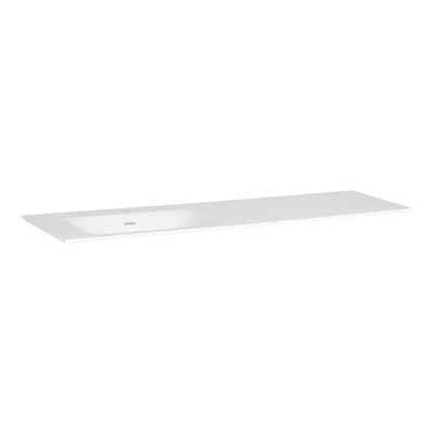 BRAUER Glacier wastafel asymmetrisch - 160x46x2cm - - 1 wasbak - links 1 kraangat- fine stone - mat wit