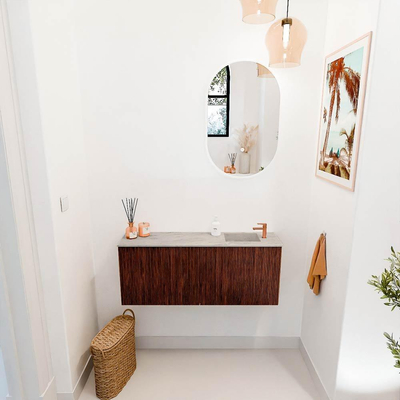 Mondiaz JOYA-DLUX 100cm toiletmeubel - kleur Ruby - Wastafel FAYE positie Rechts 1 kraangat kleur Glace.