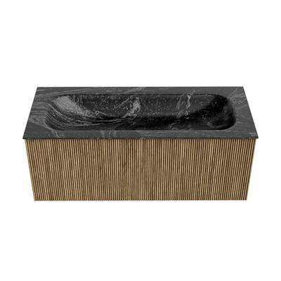 Mondiaz KURVE-DLUX Ensemble de meuble de salle de bain - 110x46x40cm - 1 tiroir - vasque solid surface - centre - sans trou de robinet - Dusk
