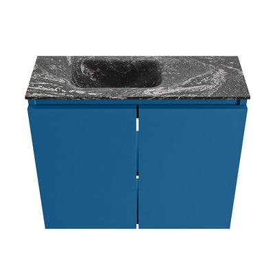MONDIAZ TURE-DLUX 60cm toiletmeubel Jeans. EDEN wastafel Lava positie links. Met 1 kraangat.