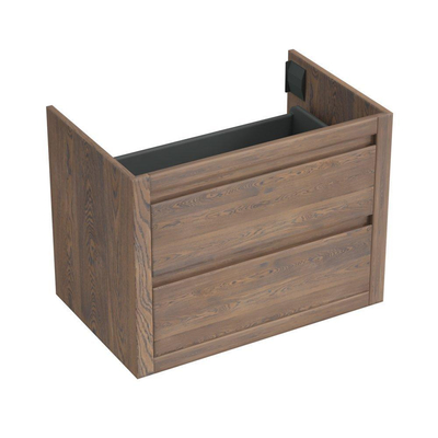 Forzalaqua Gela 2.0 meuble de salle de bains sous-lavabo 80x51x60cm avec 2 tiroirs sans poignées à fermeture douce Chêne massif Havanna