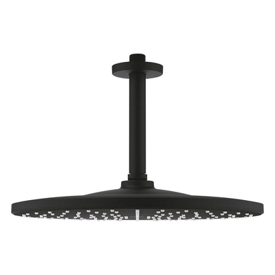 GROHE Grohtherm SmartControl Ensemble de douche à effet pluie - boîtier encastré - tête de douche ronde - bras de plafond - support de douchette - douchette à main en barre - phantom black (noir mat)