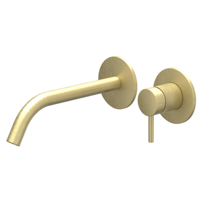 IVY Bond Partie visible - mitigeur de lavabo - 2 trous - encastré - montage mural - bec courbé - coldstart - Or brossé mat PVD