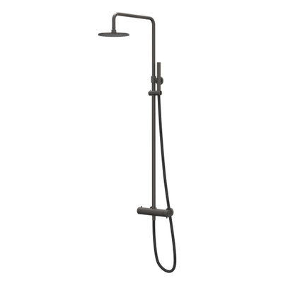 IVY Concord Ensemble de douche pluie - apparent - tête de douche medium 30 cm - douchette barreau - RVS316 - noir carbone brossé PVD