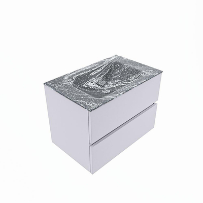 Mondiaz VICA-DLUX ensemble de meuble de salle de bain - 70cm - meuble sous-vasque cale - 2 tiroirs - lavabo encastré cloud milieu - 1 trou de robinet - version haute de 60cm - lave