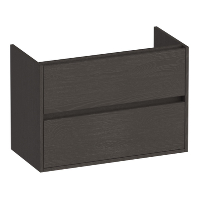 BRAUER Adore meuble sous-lavabo peu profond - 80x39x55cm - 2 tiroirs à fermeture douce - sans poignée - 1 découpe pour siphon - Timber Anthracite