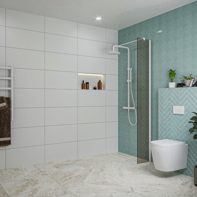 Fortifura Galeria Douche à l'italienne - 30x200cm - verre fumé - Blanc mat