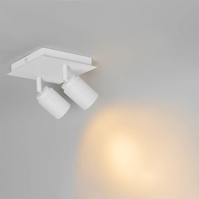 QAZQA Ducha badkamer plafondlamp - 17x17cm - 2 spots - IP44 - vierkant - mat wit