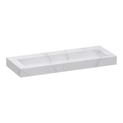 BRAUER Coral Wastafel - 120x45.7x10cm - 1 wasbak - zonder kraangaten - marmerlook - Calacatta Gold