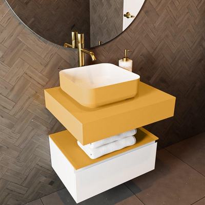 Mondiaz TOP 51 Topblad - 50x51x12cm - geschikt voor afdekplaat - Solid surface - Ocher
