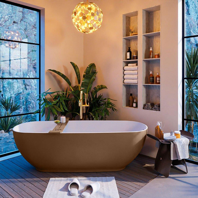 Mondiaz ALAN-DLUX Ensemble de meuble - 110cm - meuble Rust mat - 1 tiroir - Lavabo Cloud Opalo suspendu - vasque Droite - 1 trou de robinet