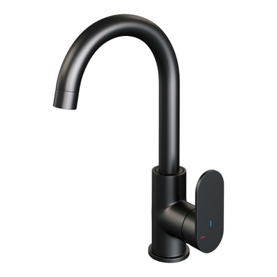 Brauer Black Edition Robinet de lavabo rehaussé avec bec rotatif économiseur d'énergie Noir mat