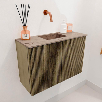 Mondiaz JOYA-DLUX 60cm meuble de toilette - couleur Dusk - Vasque FAYE position Milieu Sans trou de robinet couleur Arena.