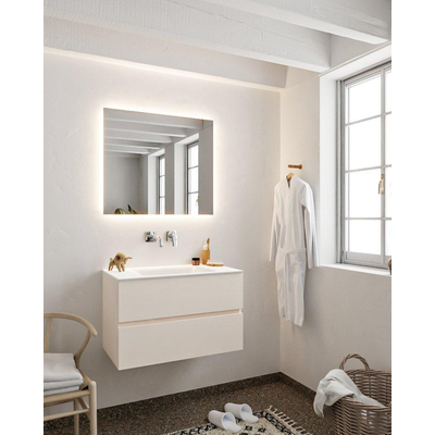 ENSEMBLE DE MEUBLE MONDIAZ VICA - 80cm - 2 tiroirs - lavabo Cloud au centre - 0 trous de robinet - solid surface lin