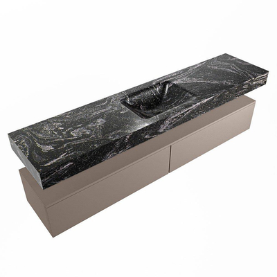 Mondiaz ALAN-DLUX Ensemble de meuble - 200cm - meuble Smoke mat - 2 tiroirs - Lavabo Cloud Lava suspendu - vasque Centre - 0 trous de robinet