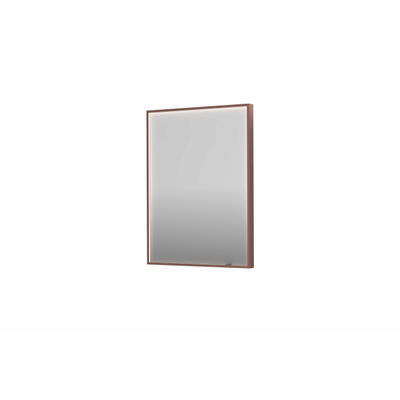 INK SP19 spiegel - 60x4x80cm rechthoek in stalen kader incl dir LED - verwarming - color changing - dimbaar en schakelaar - geborsteld koper